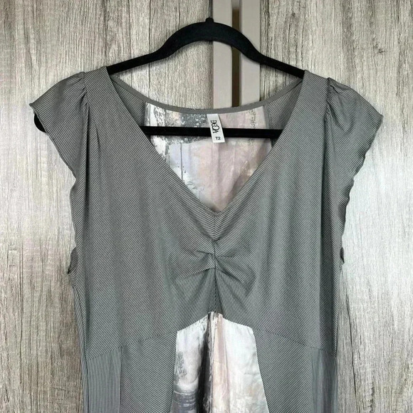 Deca Dress Sz 2 Art To Wear Gray Cap Sleeve V Neck - Picture 3 of 9